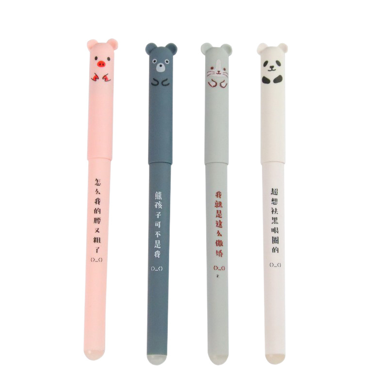 Bolígrafo borrable Moyi de dibujos animados, animal de compañía, papelería creativa, bolígrafo de gel borrable térmico para estudiantes, bolígrafo borrable de oso de oficina