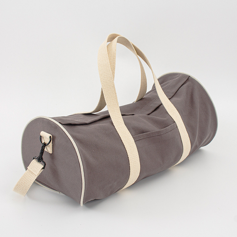 厂家定 制时尚帆布包 圆筒旅游搬家收纳布袋斜跨单肩拉链收纳包