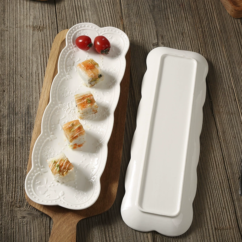 Northern European relief breakfast dish cake plate, a rectangular disk, Japanese -style plate sushi disk bakery baking tableware