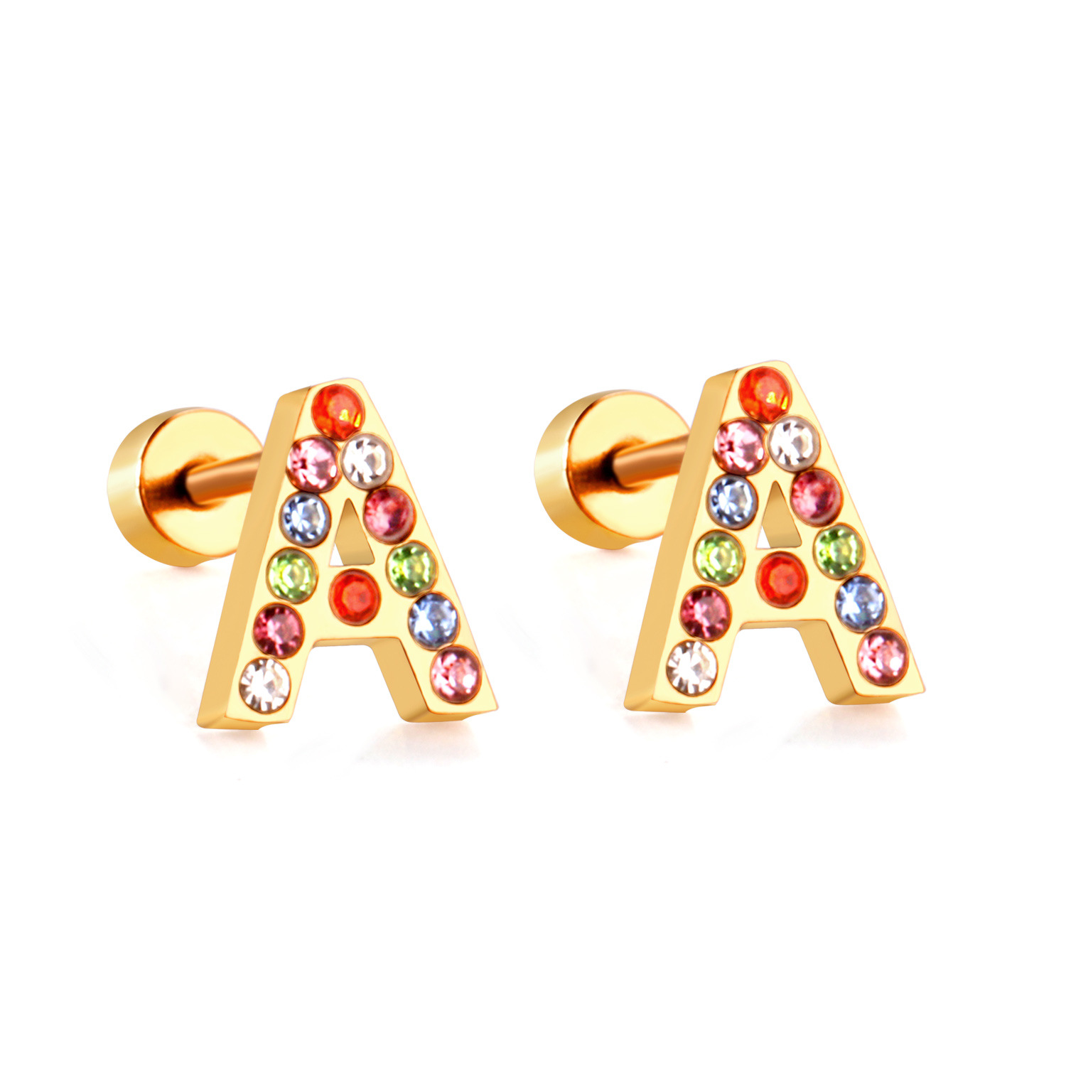 Fashion Letter Stainless Steel Inlay Zircon Ear Studs 1 Pair display picture 34