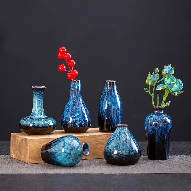 [Красочная] повседневная ваза для офиса в китайском стиле, настольные маленькие украшения, цветочная композиция, мини-цветок