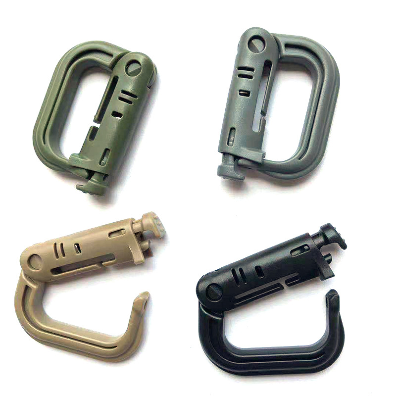 Cerradura de tipo D táctica Prensa abierta de alta resistencia hebilla de gancho de plástico 25MM cinta alpinismo hebilla de gancho hebilla de plástico