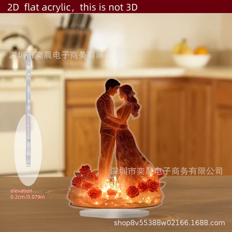 Colgante transfronterizo nuevo producto creativo romántico boda acrílico decoración plana para el hogar decoración de la sala de estar del dormitorio Día de San Valentín