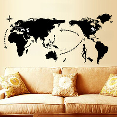 Fifth-generation PVC transparent wall sticker for living room and study decoration, world map removable eco-friendly AY9134