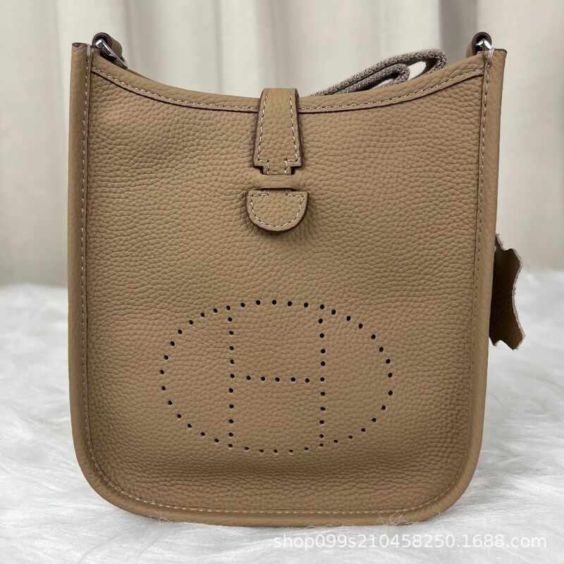 Evelyn Tc Pattern First-Layer Cowhide Evelyne Bag Mini Genuine Leather Women's Bag Single Shoulder Crossbody Tote Bag Small Bag