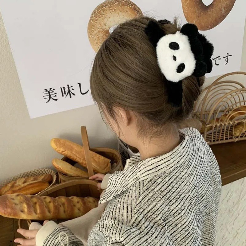 봉제 고양이 머리핀 블랙-11cm