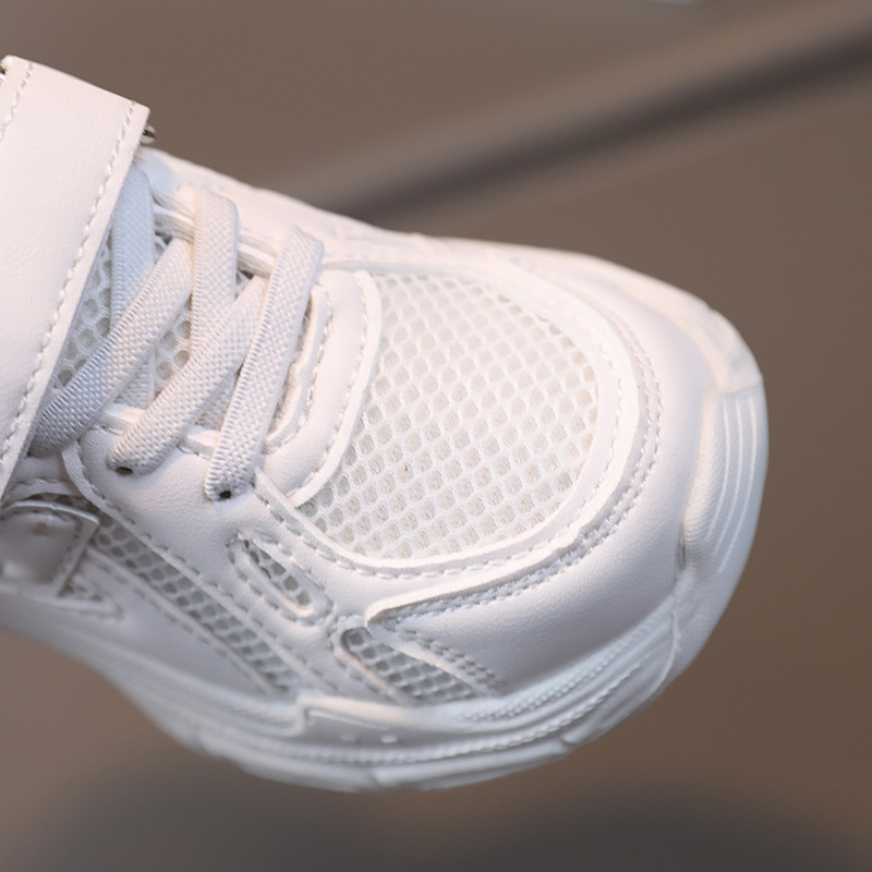 Boys' Black Athletic Shoes Breathable Mesh EVA Ultralight Running Sneakers For Medium And Large Children Girls' Chunky Sneakers_voghion.com