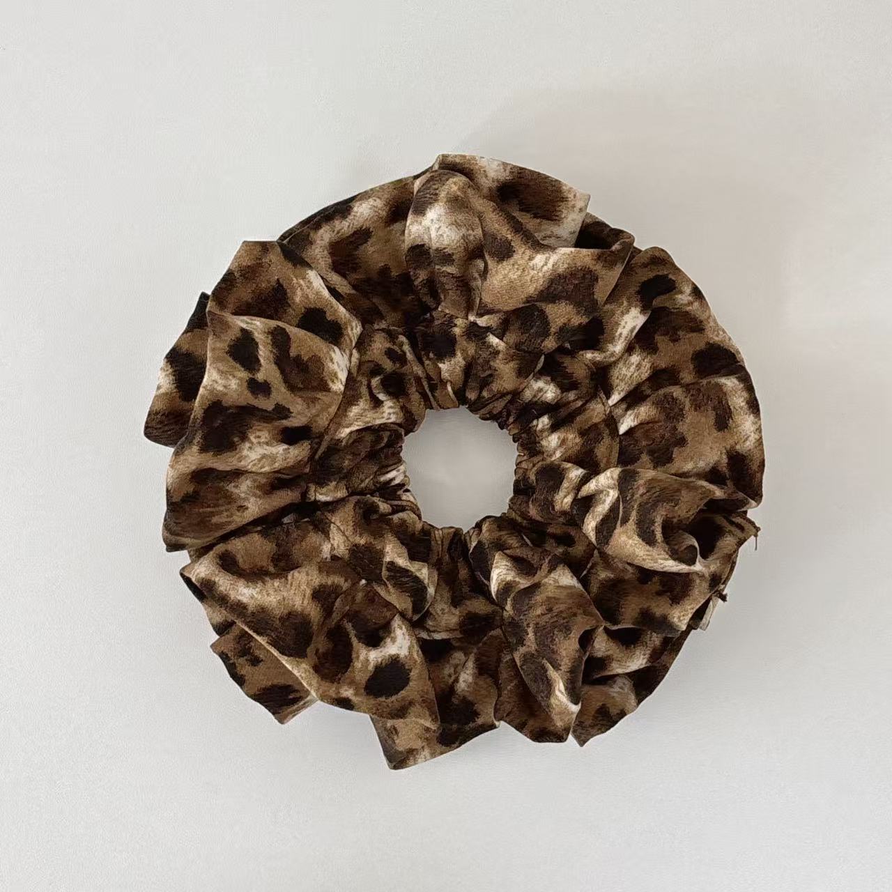 TudTud Classic Leopard Print Chiffon Handmade Scrunchie! A hair accessory with a mature and sassy vibe, embodying the old money style