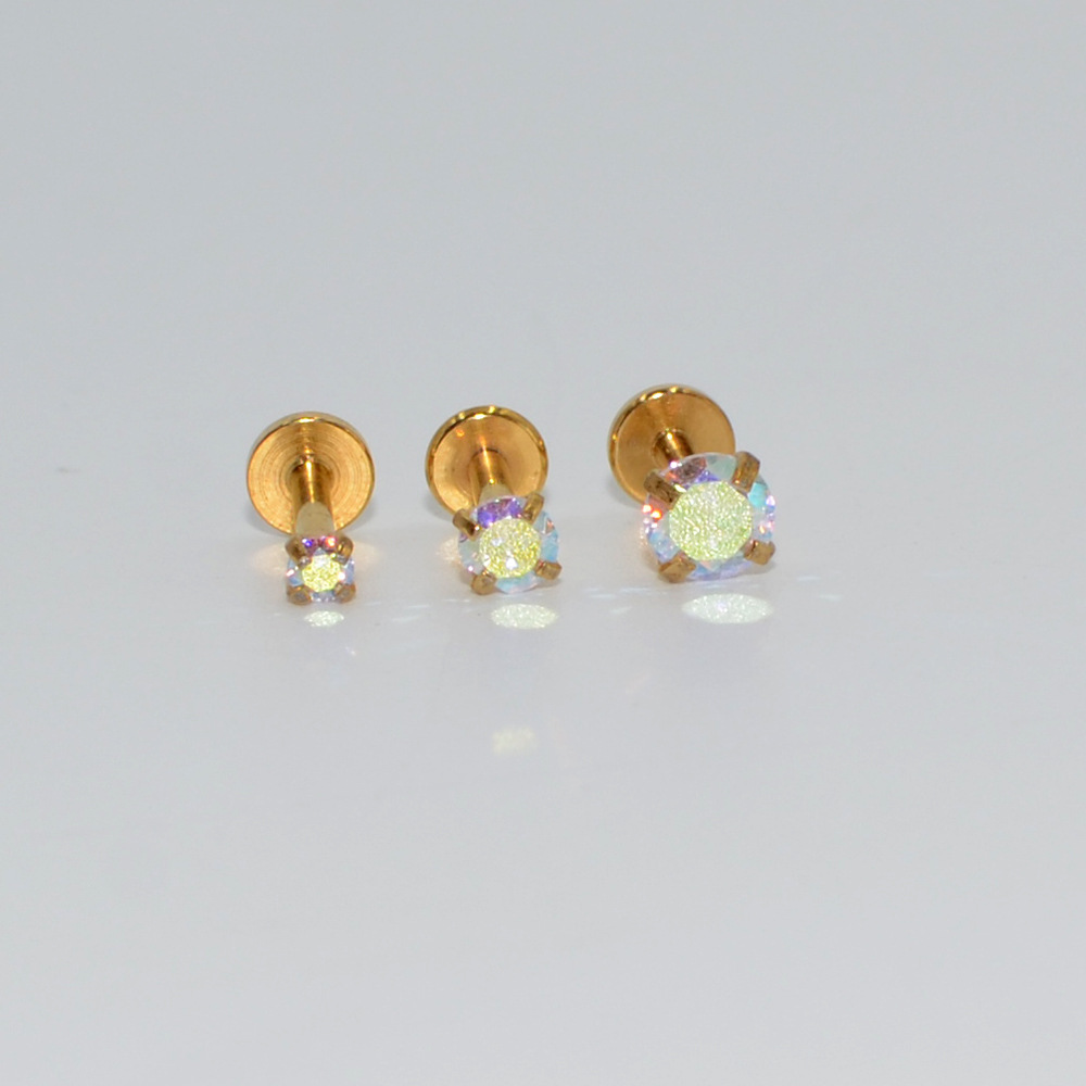 Fashion Geometric Stainless Steel Inlay Zircon Womenu0027S lip stud Ear Studs 1 Piece