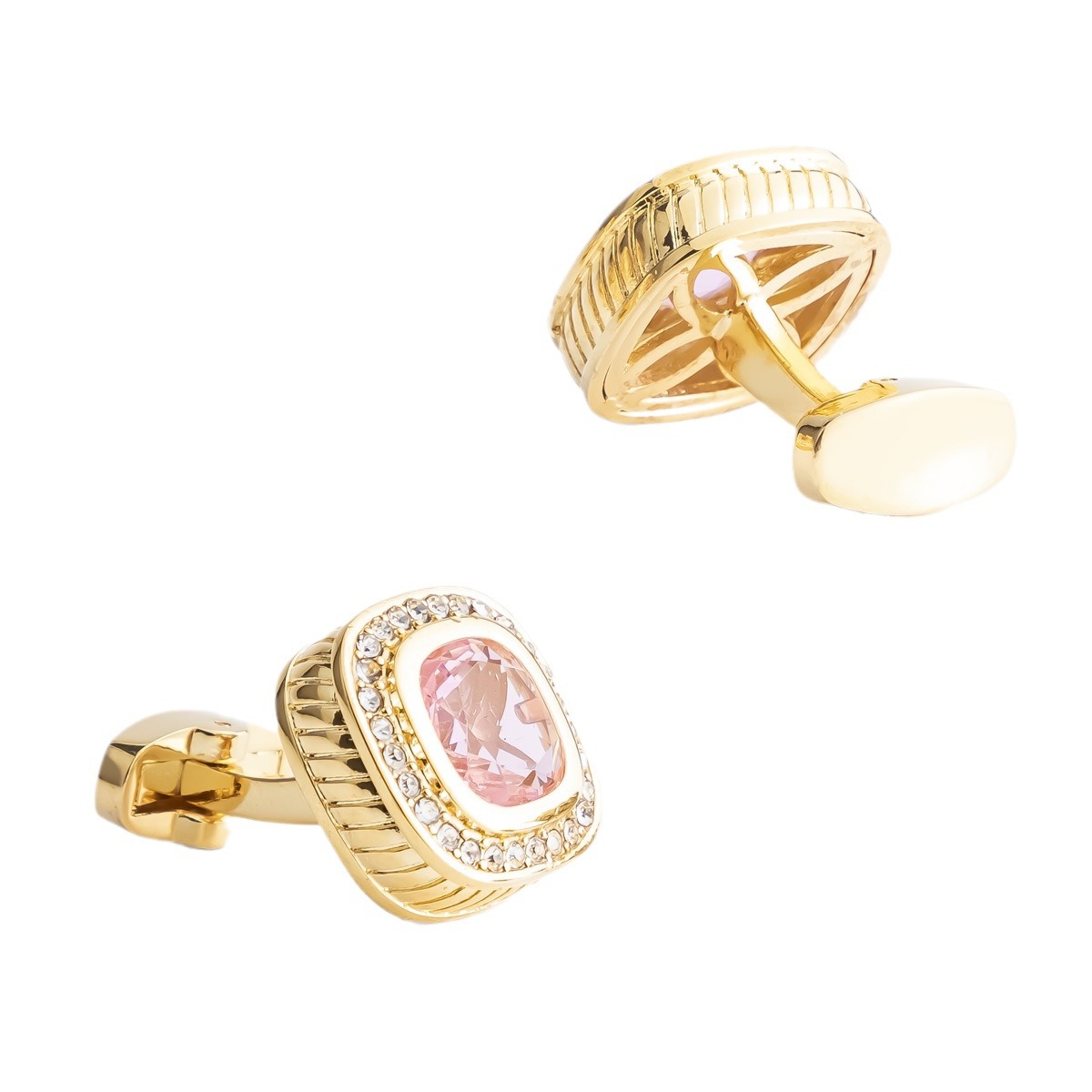 New Diamond Inlaid Electroplated Gold Copper Zircon Cufflinks For Business Men's Shirts Casual Versatile And Simple Cufflinks_voghion.com