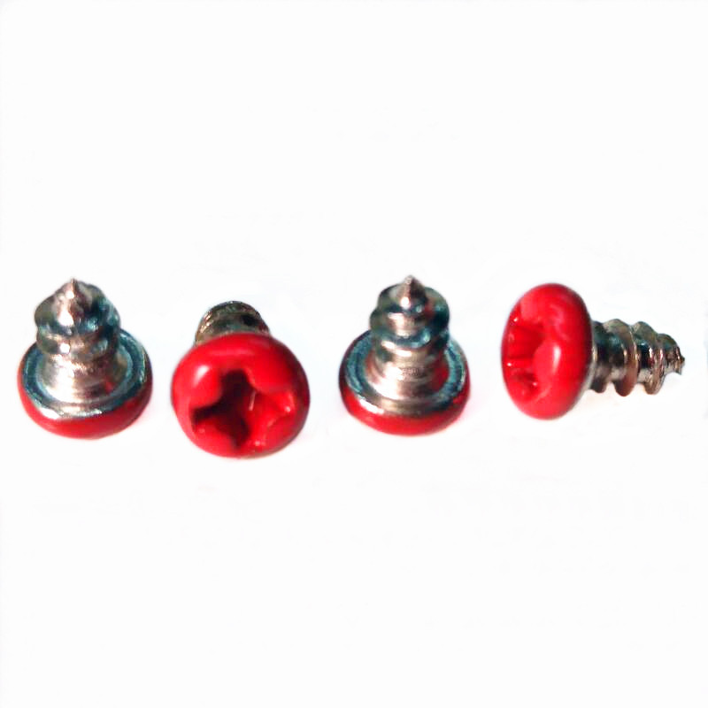 制造GB/T845中国正红色小螺丝 PA2*4十字圆头彩色电子自攻小螺丝