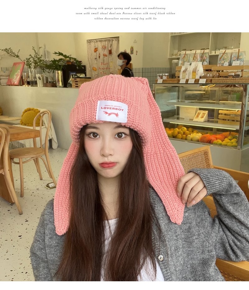 Han China-Chic brand design niche rabbit wool autumn and winter ear protection warm knitted hat children_voghion.com