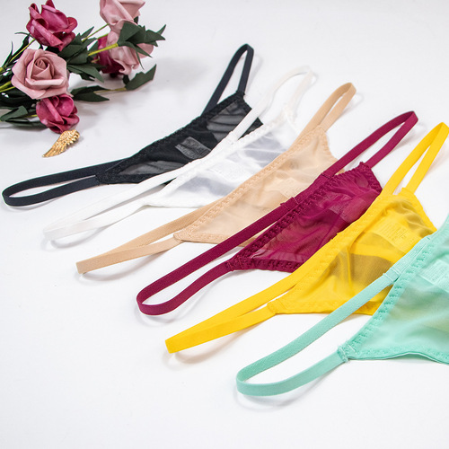 Varsbaby European and American Style Sexy Mesh Thong Ultra-Thin, Transparent, Alluring Low-Rise Underwear with Delicate Straps for Women