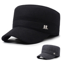 冬季中老年人爸爸棉帽男士户外防风防寒鸭舌帽护耳加绒保暖平顶帽