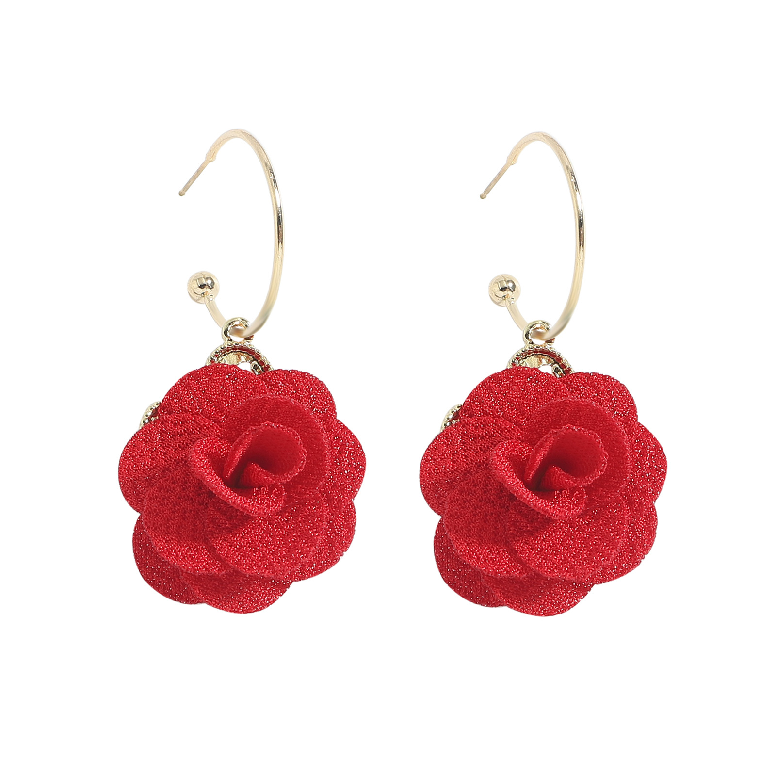 Nihaojewelry Jewelry Wholesale New Ethnic Style Fabric Flower Earrings display picture 1