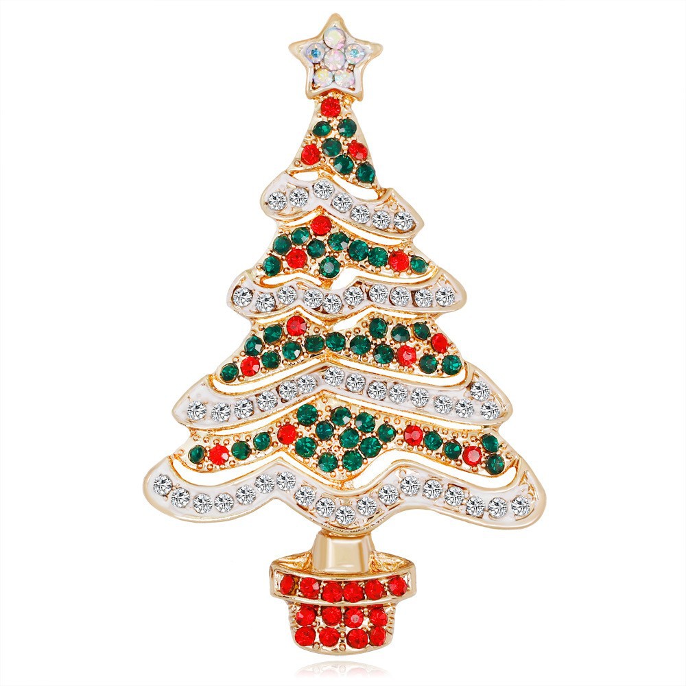 New European and American style cross-border creative cute pin flower flower enamel drop oil Christmas brooch factory direct sales