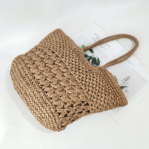  new hollow woven straw bag shopping bag ins holiday beach Japanese and Korean net bag bag fashion simple trend