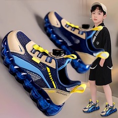 男児靴シングルネット靴2025新型児童スポーツシューズ通気ネット面回転ボタン軟底快適スポーツシューズ
