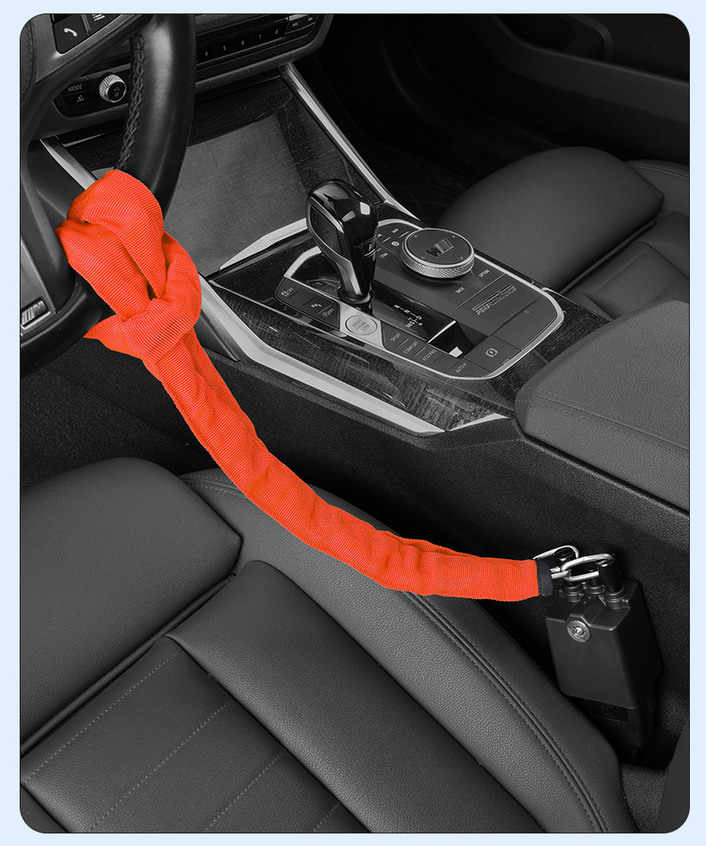 Car Steering Wheel Anti-Theft Lock, Vehicle Anti-Theft Lock, Seat Belt Buckle Lock, Anti-Cut, Anti-Saw Steel Cable Wire Chain Lock