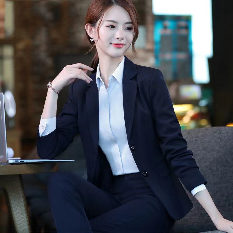Professional Women's Clothing, Elegant Suit Set, High-End Suit for Women, Black Double-Button Formal Interview Outfit, Women's Suit Set
