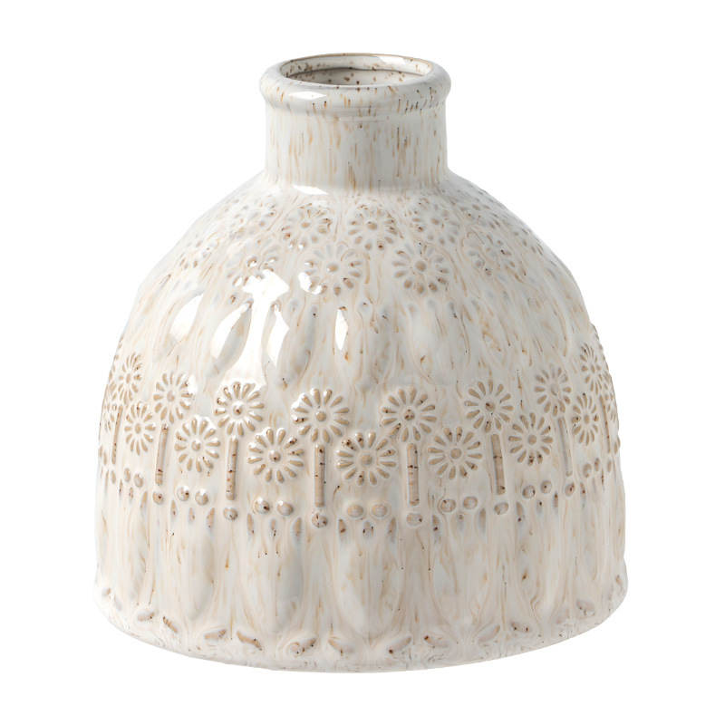 Sentido de alta calidad, jarrón de cerámica en relieve, decoración suave para el hogar, decoración para el hogar, decoración, flores secas, flores, arreglos de flores para la sala de estar