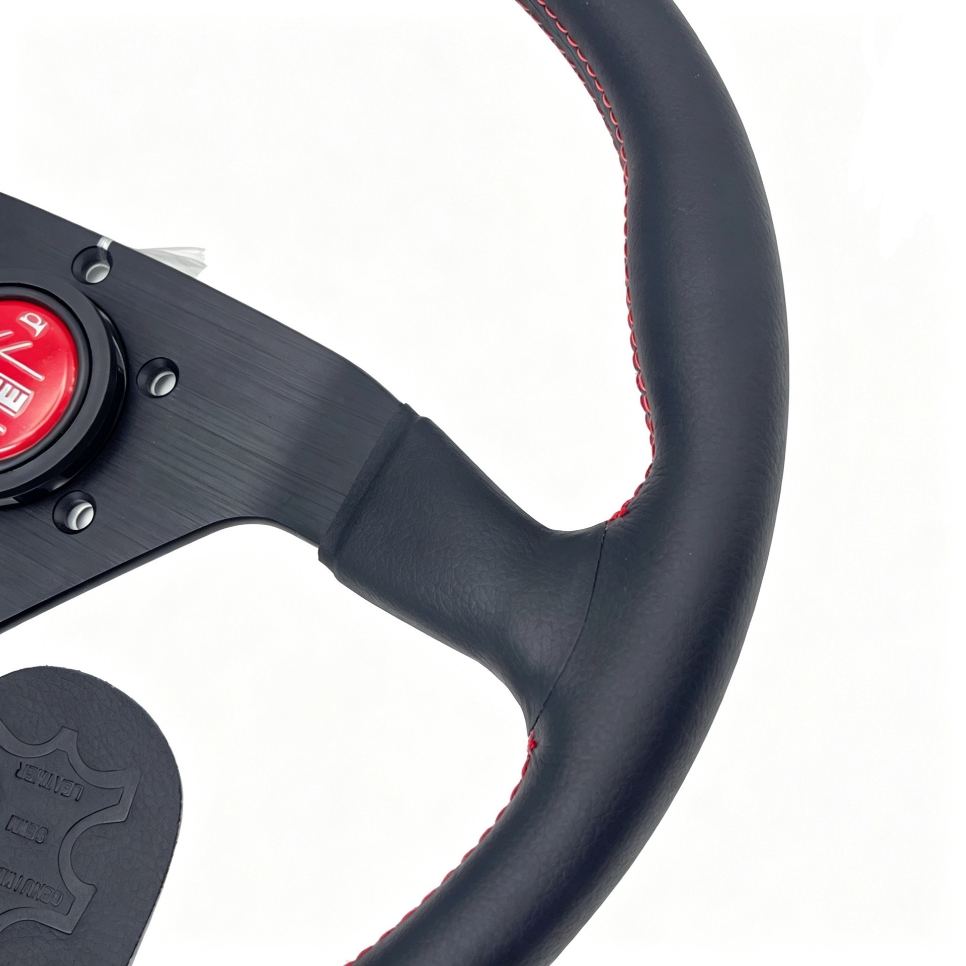 14inch Modified genuine leather car steering wheel V1 flat double-line 5mm thickened bracket drift racing steering wheel