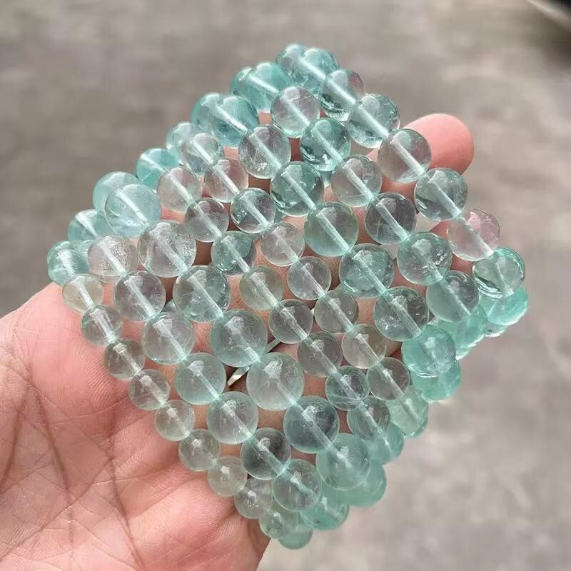 Crystal Wholesale 7A Natural Green Fluorite Beaded Bracelet for Women, Simple Semi-Finished Round Bead Bracelet, Loose Beads, Direct Sales from the Manufacturer