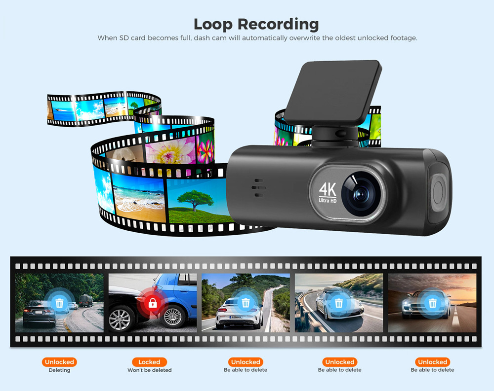 Cross-Border New Model 4K High-Definition Dash Cam with Front and Rear Dual Recording, Wifi, Gps, and Night Vision