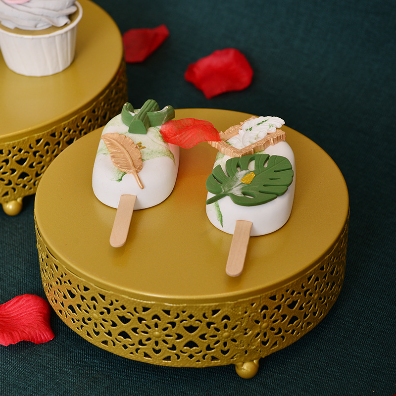 Estilo europeo creativo de oro hueco soporte de la torta accesorios de la boda decoración de la Mesa de postre tienda de postres mesa de postre plato de fruta image 5