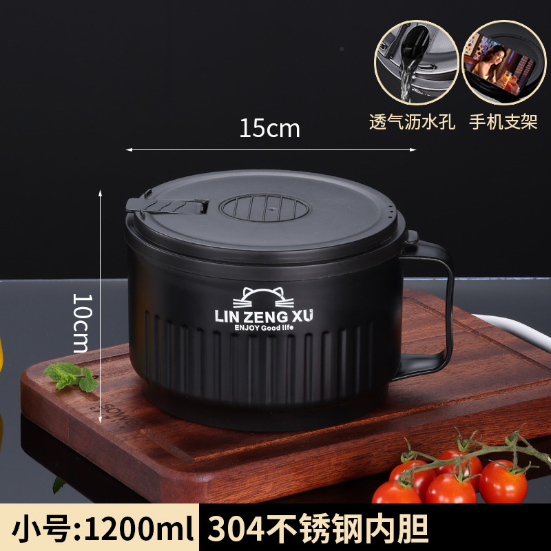 304ステンレスのカップラーメンの碗の寮の学生は蓋を持って日本式の保温の大容量の食堂で食事をします。|undefined
