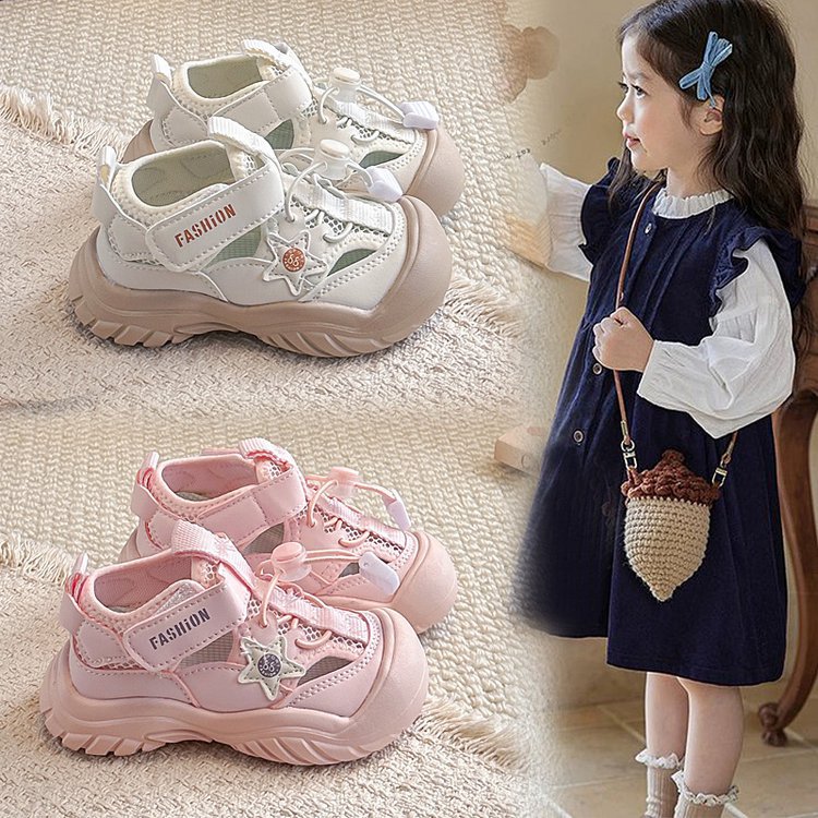 Children's Sports Shoes 2026 Summer New Style Girls' Sandals Soft Sole Breathable Mesh Casual Sports Sandals for Baby Girls