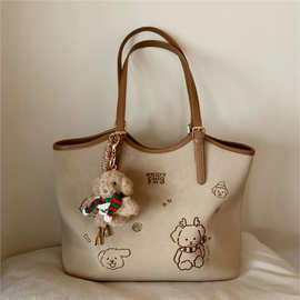 2025新款卡通小狗 姜饼乐园托特包包女通勤大容量手提单肩包代发