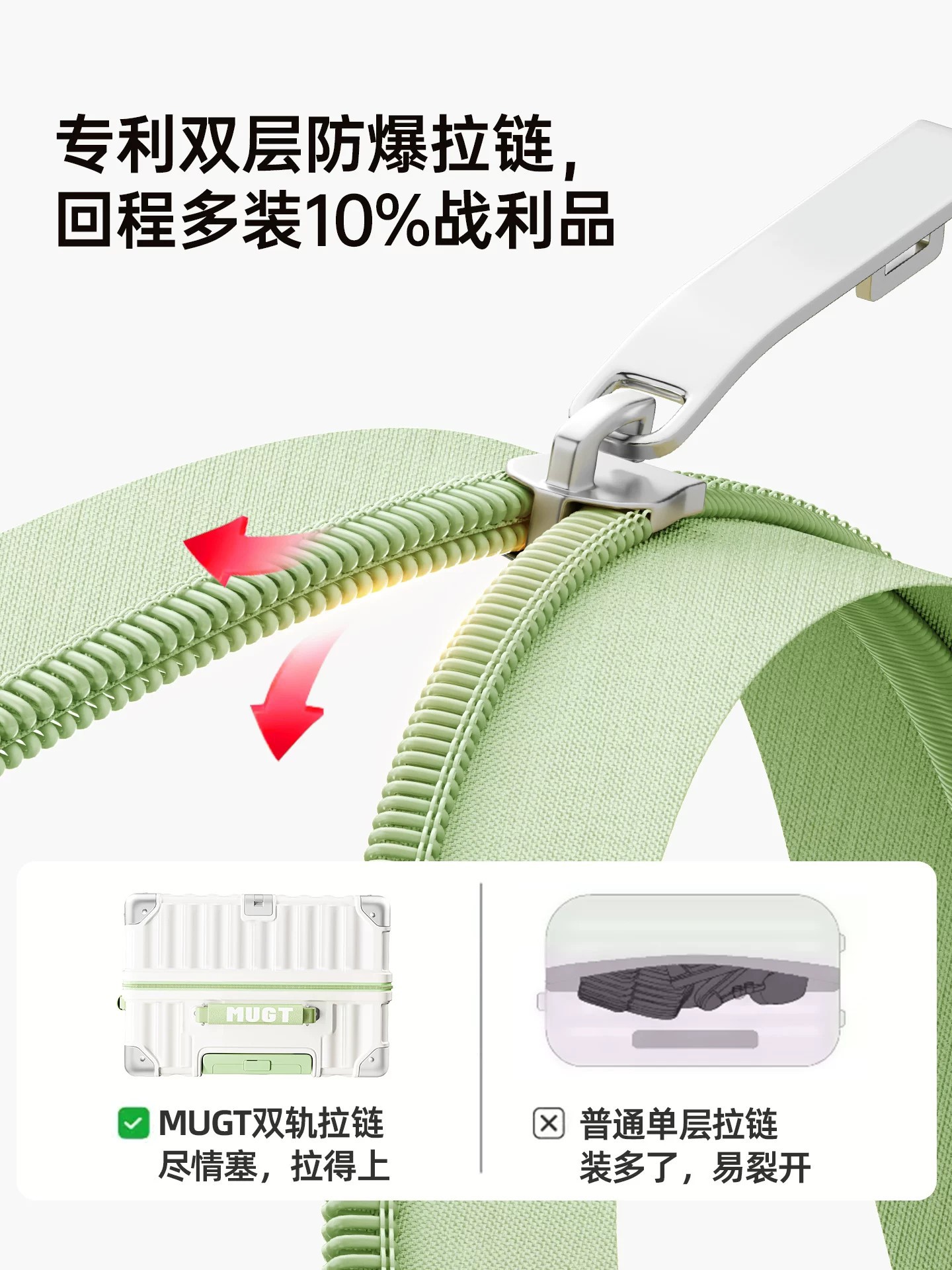 Durable suitcase with zipper, 20 inch, increased thickness 3