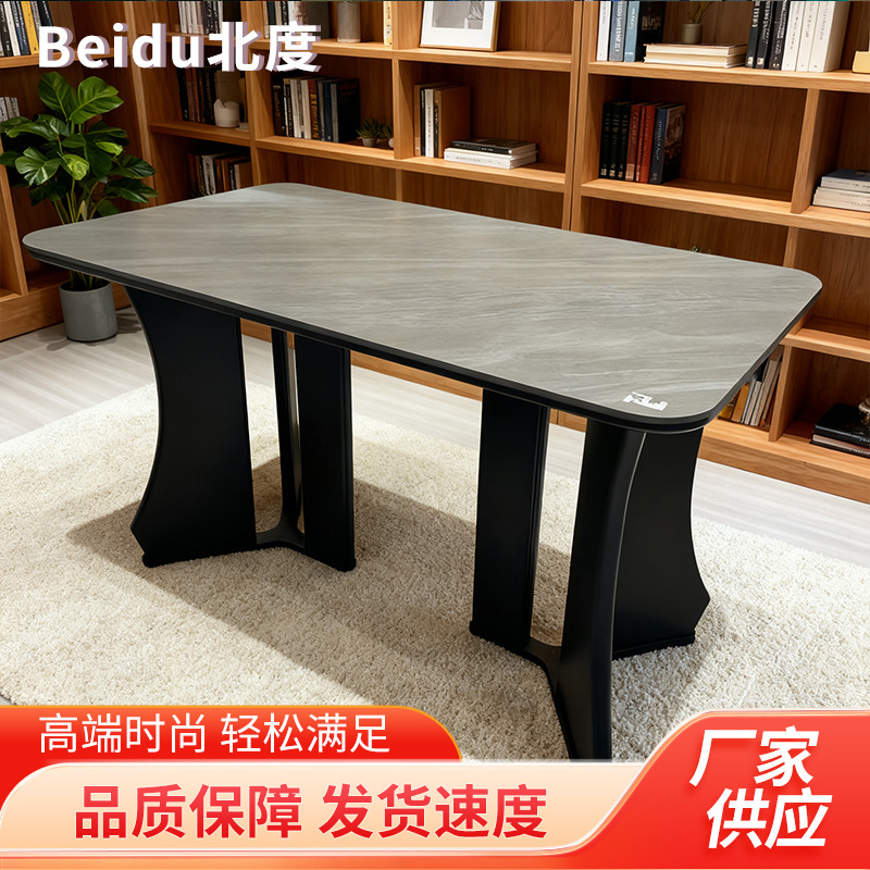 Italian New Dining Table and Chairs for Home Living Room Modern Simple Accessible Luxury Rectangular Slate 2025 Dining Table Small Apartment