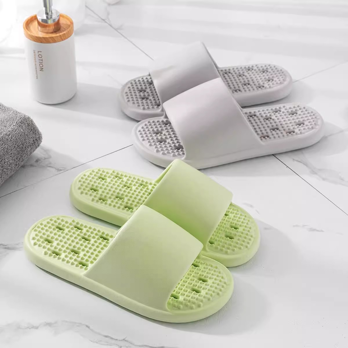 Zapatillas silenciosas con fugas de agua para damas baño baño antideslizante hogar interior baño hueco agujero eva zapatillas