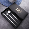 L Cross -border stainless steel knives fork spoon four -piece golden steak knife fork Portuguese tableware Christmas New Year gift box