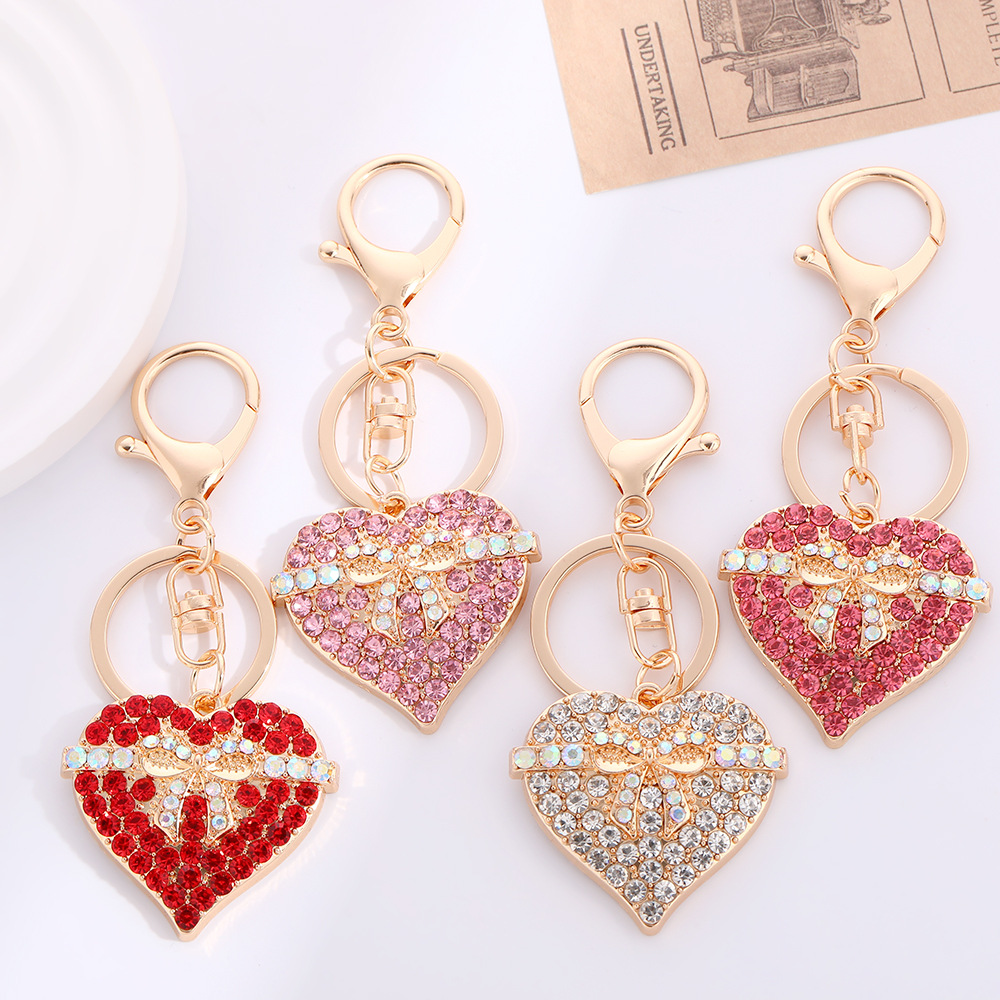 Creative Love Bow Keychain Exquisite Alloy Diamond Bag Pendant Cross-border Heart Hanging Business Gift