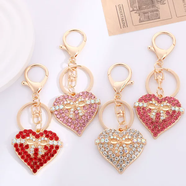 Creative Love Bow Keychain Exquisite Alloy Diamond Bag Pendant Cross-border Heart Hanging Business Gift