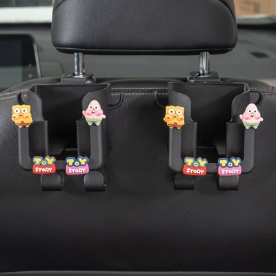 Car-mounted hook, multifunctional storage box for car seats, seat back car hook, cute cartoon cup holder for women (Car cup holder/beverage holder) - 4-in-1-cup-holder-hook-spongebob-squarepants-2-pack