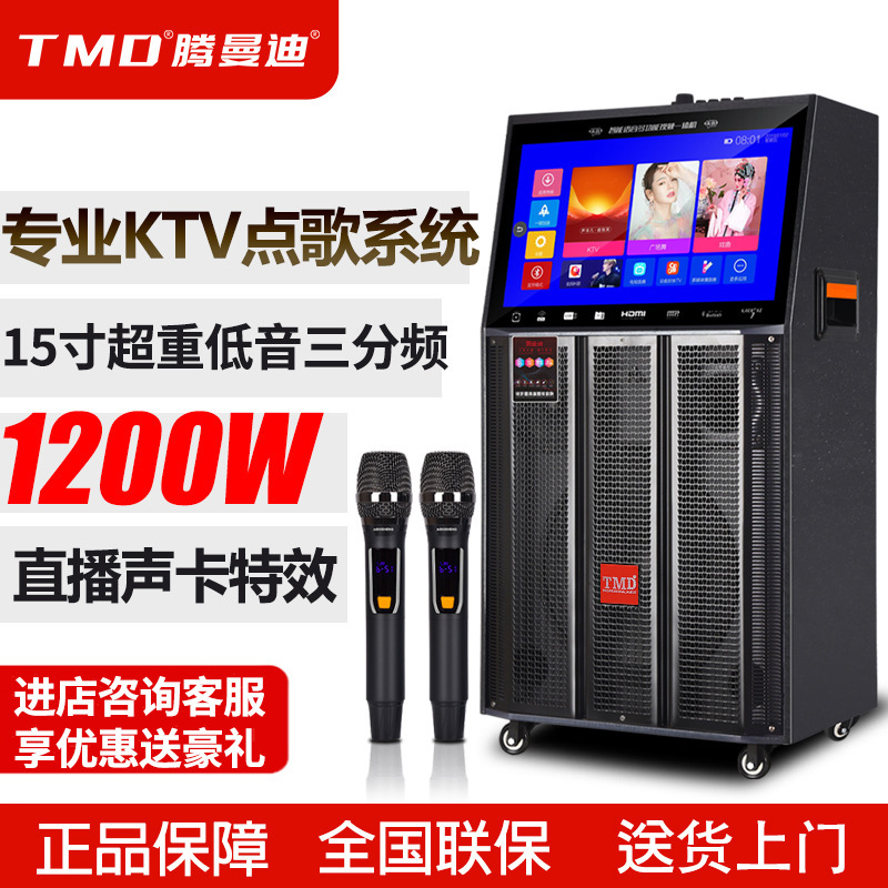 TMD/腾曼迪广场舞音响带显示屏幕户外k歌音箱拉杆KTV麦克风一体机