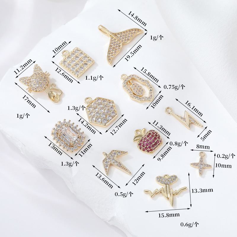 2g Weight Zircon Inlay Material Pendants, Jewelry Accessories Classification 1 Piece Quantity Copper Material Geometric Pattern Inlay Design Simple Style Style 1 Piece Copper Zircon Geometric Simple Style