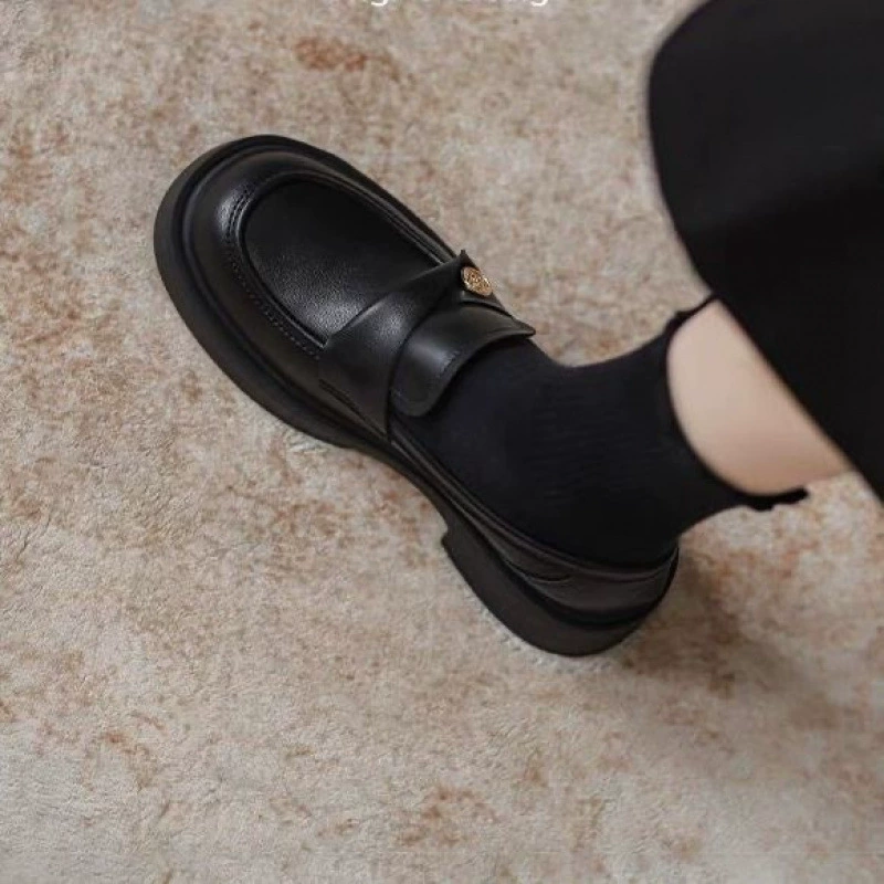 Лоферы, обувь, демисезонные монеты, туфли английского стиля на платформе для кожаной обуви, мягкая подошва, тренд сезона