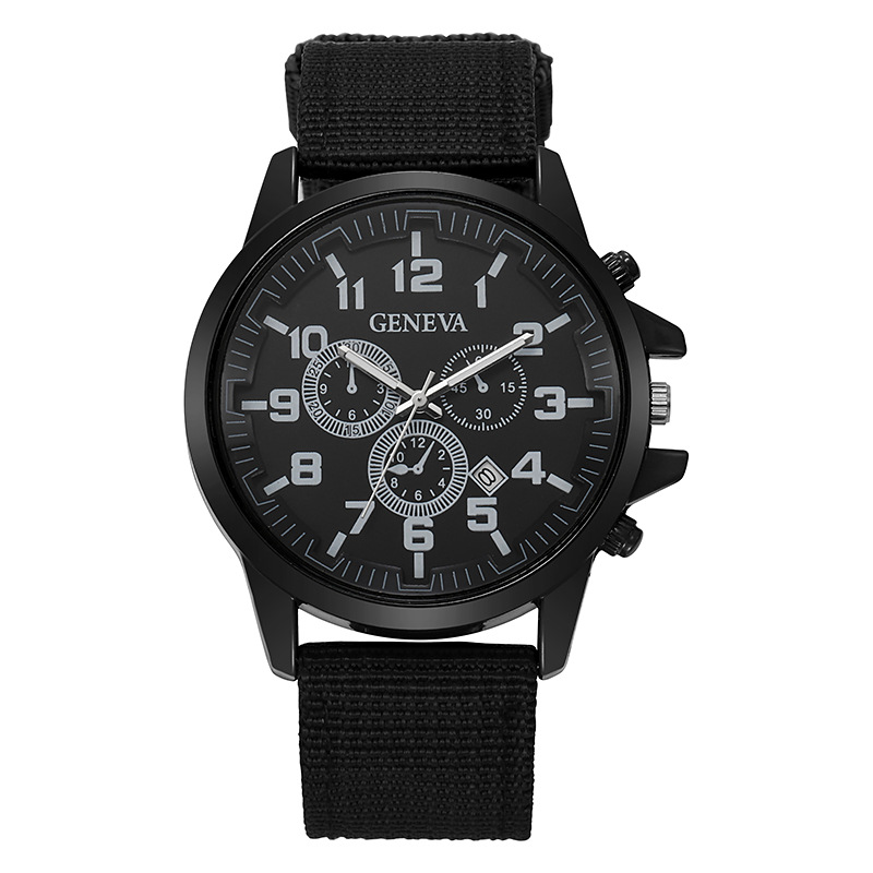 Transfronterizo caliente nueva moda reloj militar reloj de cuarzo calendario correa de nylon reloj de moda elegante de los hombres