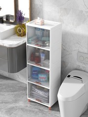 輕奢衛生間置物架落地浴室收納櫃廁所馬桶側防水夾縫櫃洗手台直銷