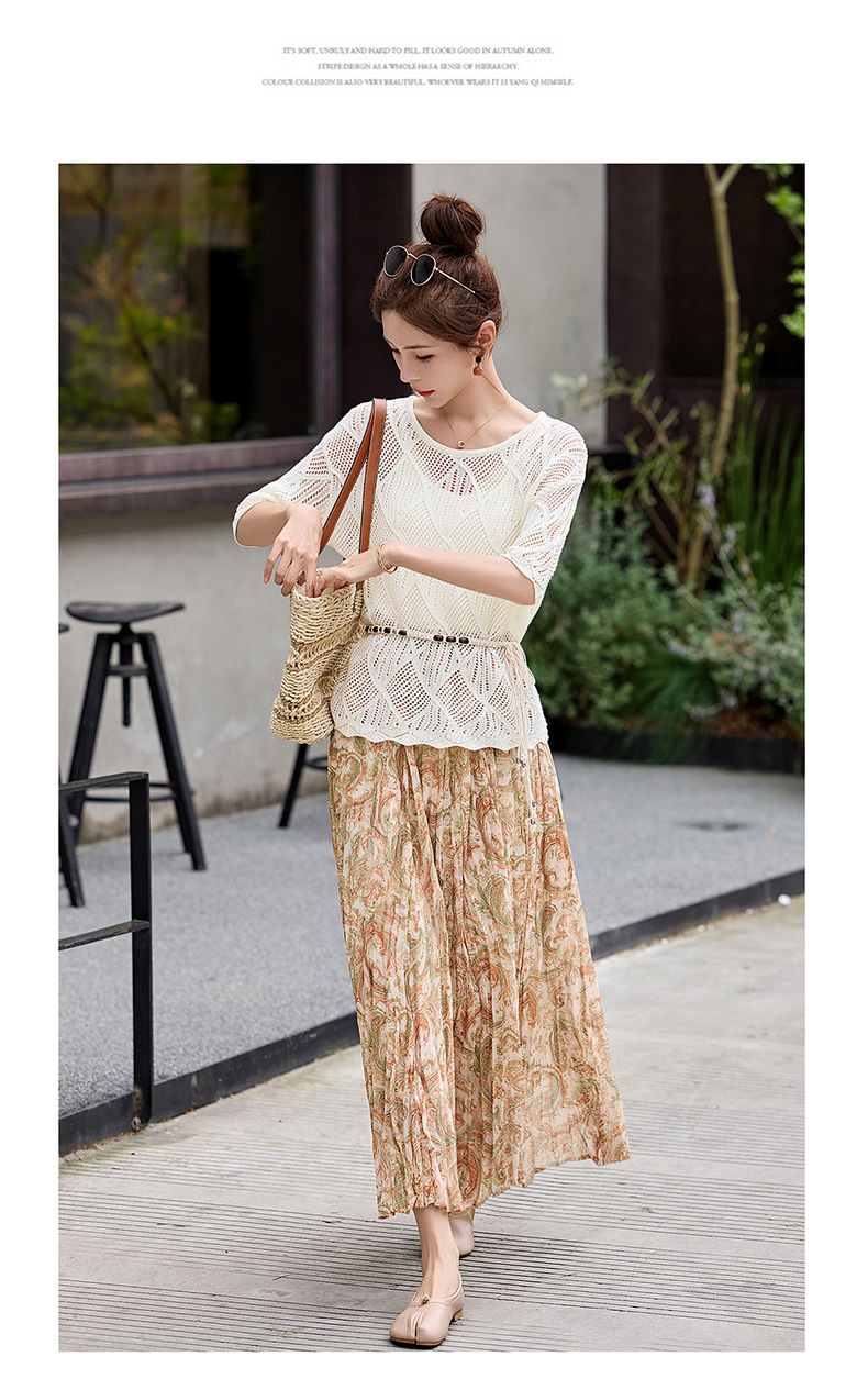 Set áo khoác ren buộc dây kết hợp chân váy hoa maxi hai mảnh đi biển — màu sắc, xanh lá cây chi tiết 20