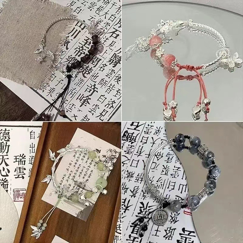 New Chinese Half Bracelet Bamboo Butterfly Bracelet Women's National Style Bracelet High-value Student's Antique Niche High-end Bracelet