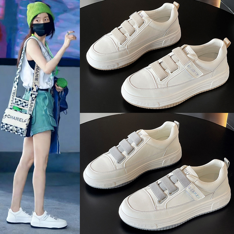 爆款透气一脚蹬小白鞋女2026春新款百搭真皮厚底休闲板鞋女运动鞋