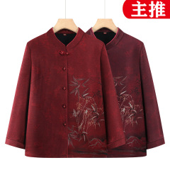 中老年国风太太长袖宽松衬衣服秋季妈妈装舒适时尚女秋装老人衣服