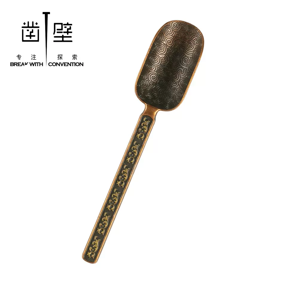 厂价直销铜合金茶勺复古祥云图案香灰勺双用打香篆配套工具