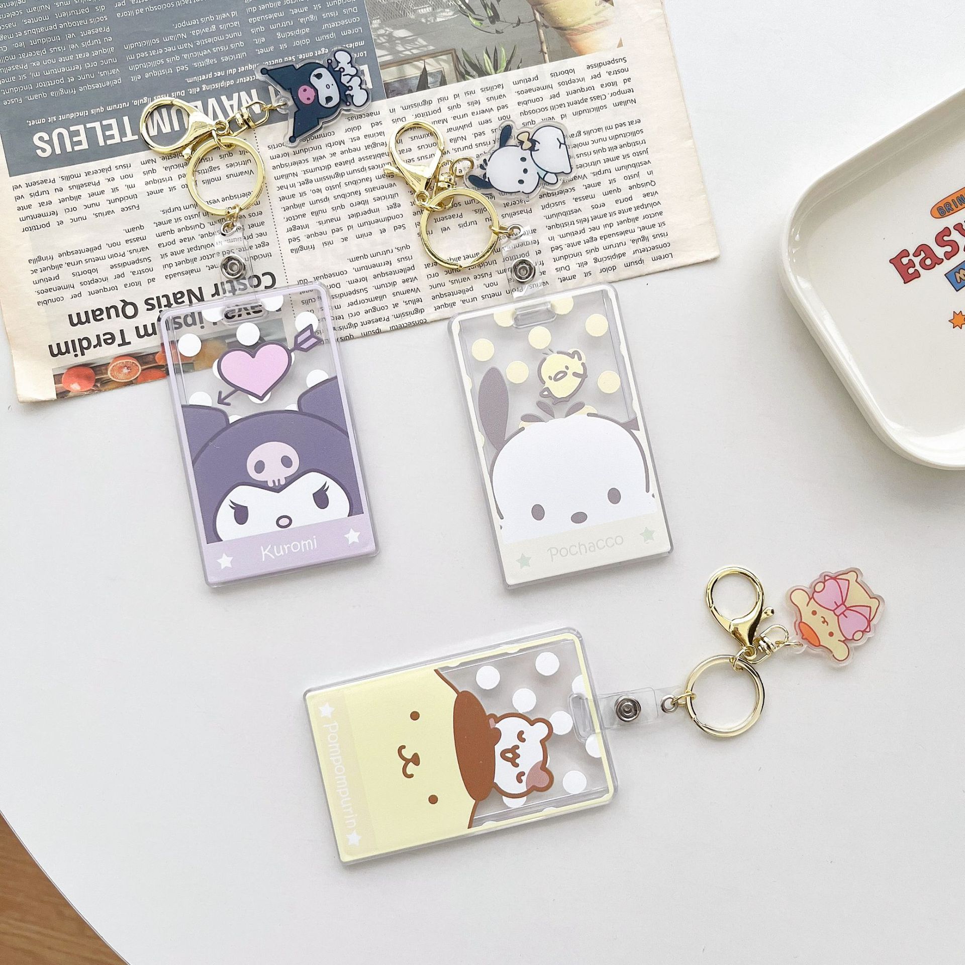 Yangchengtong Subway bus tarjeta coolomi estudiante mochila colgante Gran cabeza lindo titular de la tarjeta de dibujos animados acrílico transparente